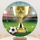 Aperturee - Gold Prize Football Stadium Round Birthday Backdrop